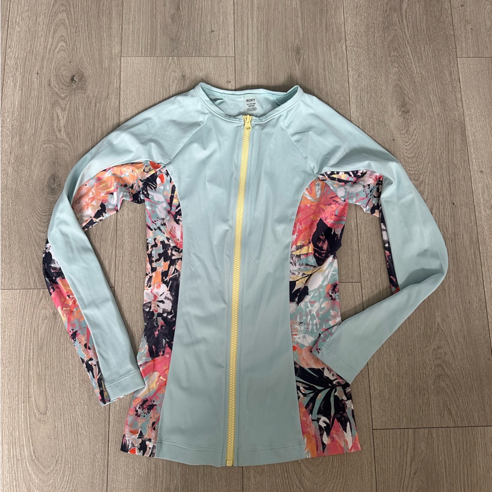 Roxy Light Blue Jacket with Yellow Zipper